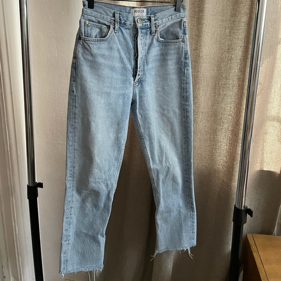 Agolde Light Blue Straight Leg Jeans - Picture 5 of 12